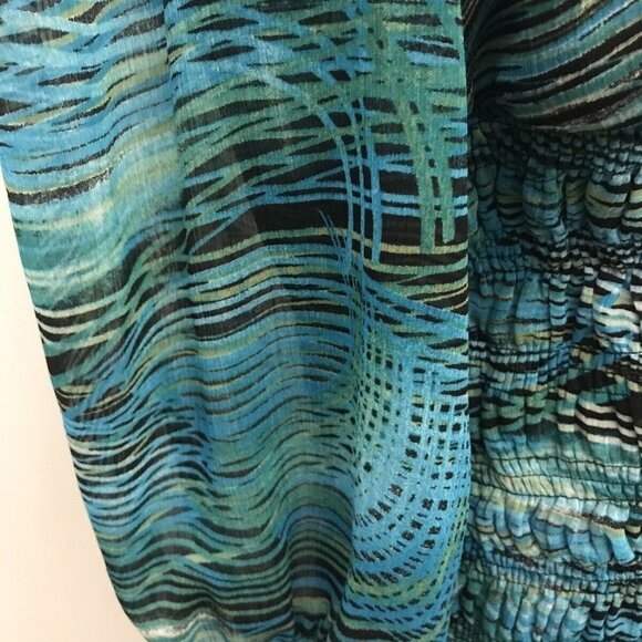 CATO GREEN SHADES SILKY SHEER LINED ELASTIC RUFFLED TOP SIZE XL    B2 - Picture 6 of 9